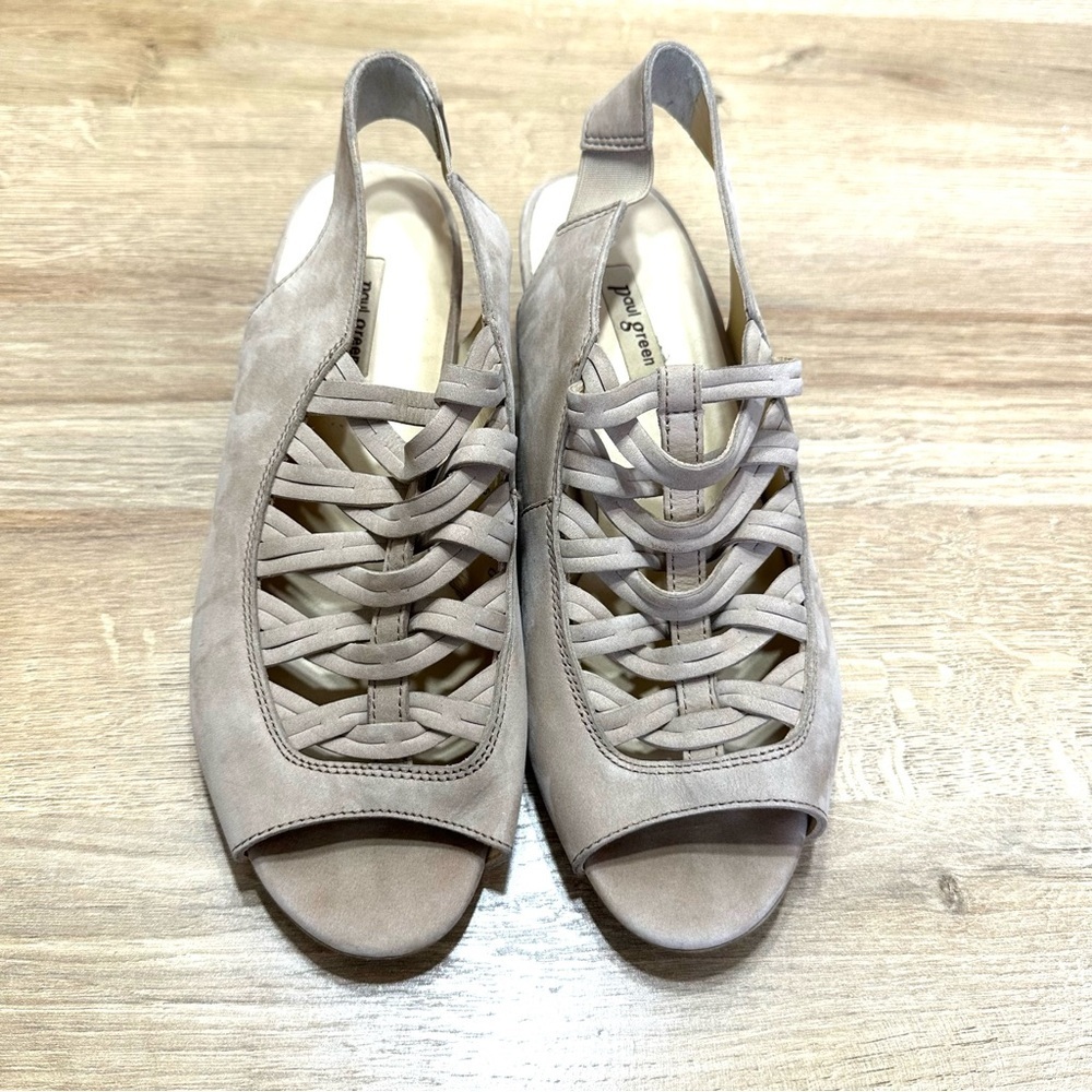 Paul Green‎ Mattie Slingback Suede Criss Cross 2" Heel Sandal